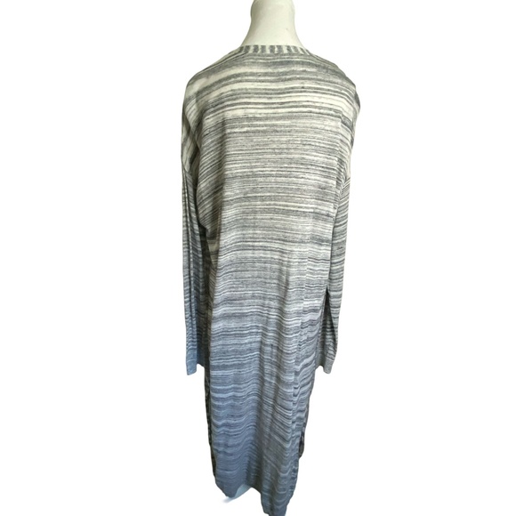 Lucky Brand Women's Gray/White Long Open Lightweight Duster Cardigan. Sz L - Picture 6 of 15